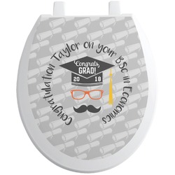 Hipster Graduate Toilet Seat Decal - Round (Personalized)