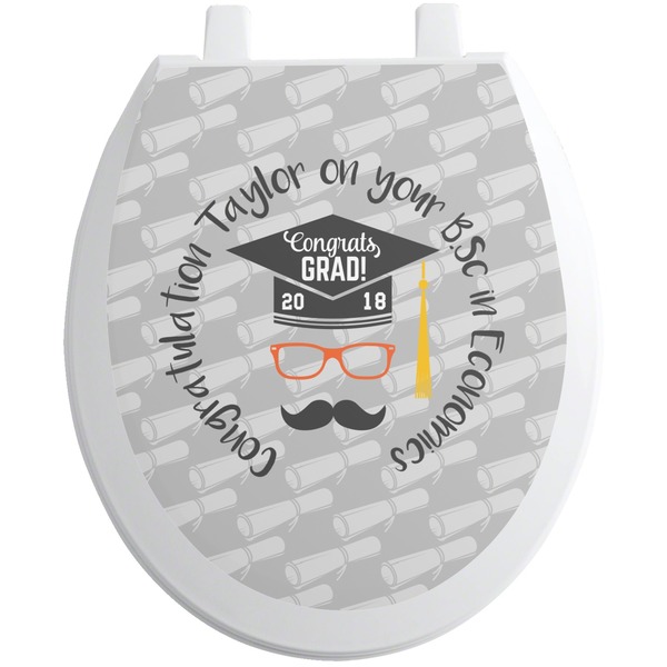 Custom Hipster Graduate Toilet Seat Decal - Round (Personalized)