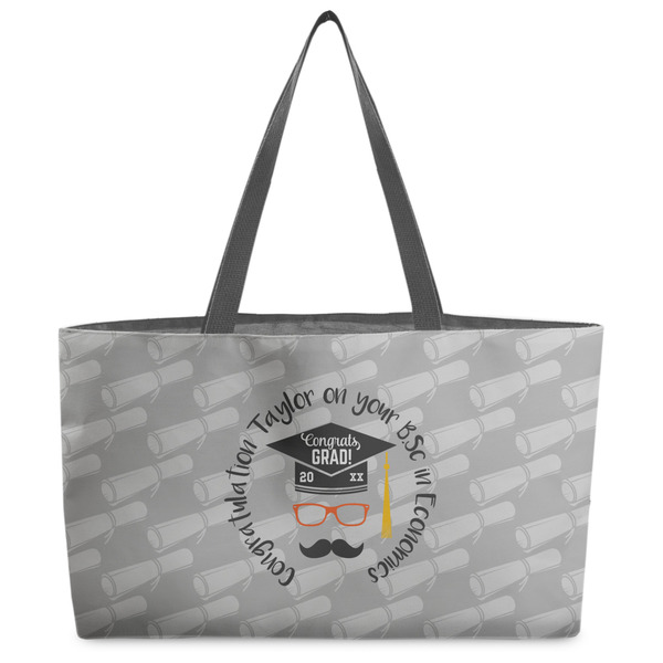 Custom Hipster Graduate Beach Totes Bag - w/ Black Handles (Personalized)