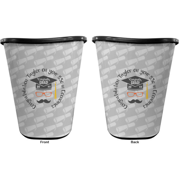 Hipster Graduate Trash Can Black - Front and Back - Apvl