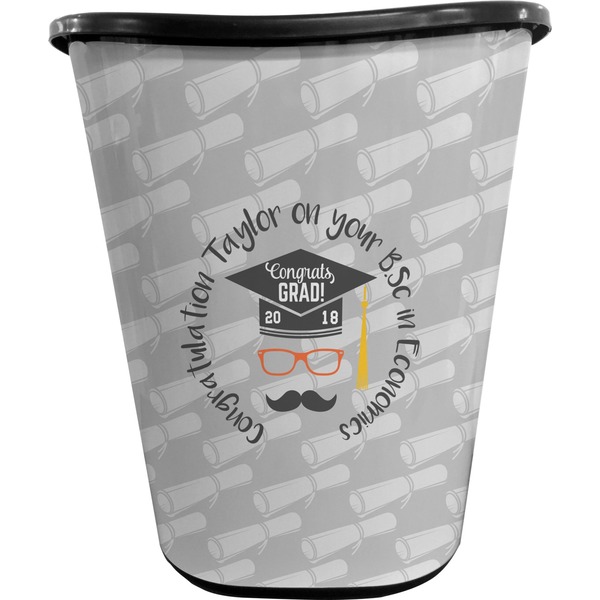 Custom Hipster Graduate Waste Basket - Double Sided (Black) (Personalized)