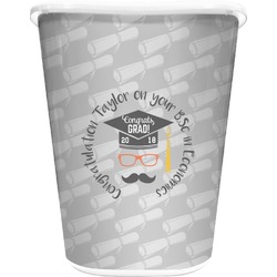Hipster Graduate Waste Basket - Single Sided (White) (Personalized)