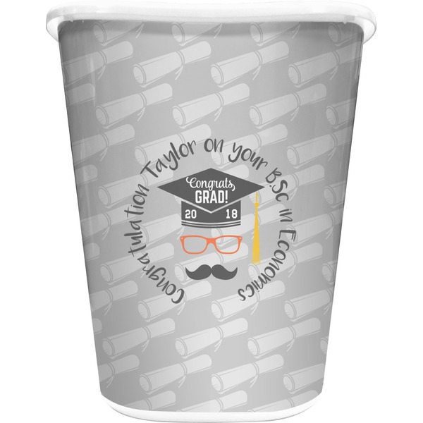 Custom Hipster Graduate Waste Basket (Personalized)