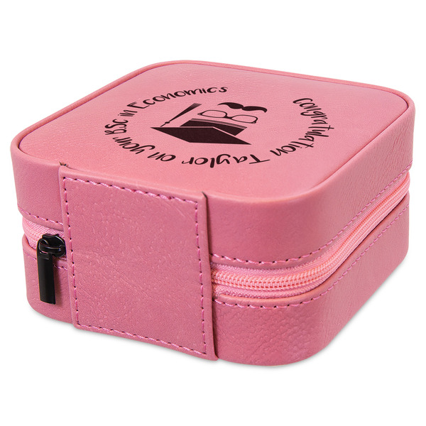 Hipster Graduate Travel Jewelry Boxes - Leather - Pink - View from Rear