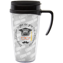 Hipster Graduate Acrylic Travel Mug with Handle (Personalized)