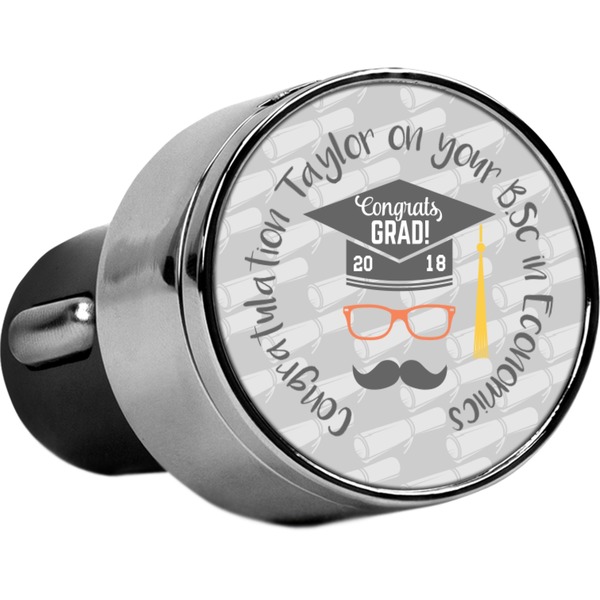 Custom Hipster Graduate USB Car Charger (Personalized)