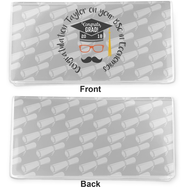 Hipster Graduate Vinyl Check Book Cover - Front and Back