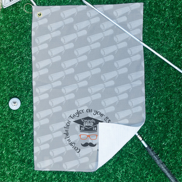 Hipster Graduate Waffle Weave Golf Towel - In Context