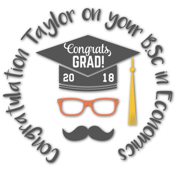 Custom Hipster Graduate Graphic Decal - Medium (Personalized)