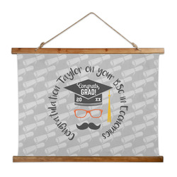 Hipster Graduate Wall Hanging Tapestry - Wide (Personalized)