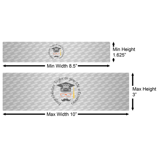Hipster Graduate Water Bottle Labels w/ Dimensions