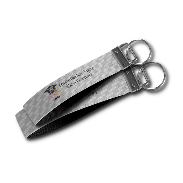 Hipster Graduate Webbing Keychain FOBs - Size Comparison