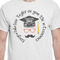 Hipster Graduate White Crew T-Shirt on Model - CloseUp