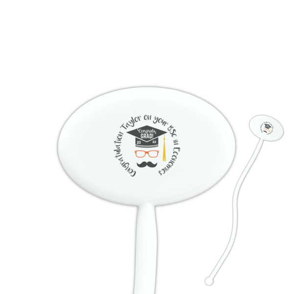 Custom Hipster Graduate Oval Plastic Stir Sticks (Personalized)
