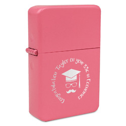 Hipster Graduate Windproof Lighter - Pink - Single Sided & Lid Engraved (Personalized)