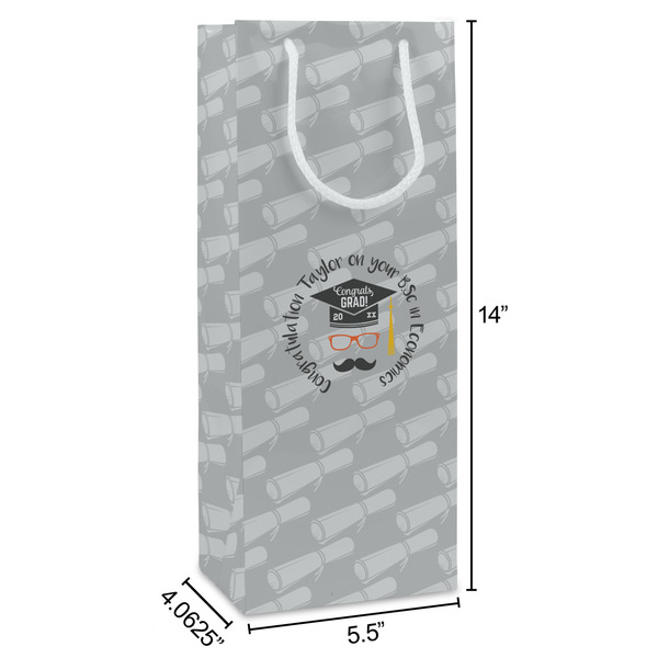 Hipster Graduate Wine Gift Bag - Dimensions