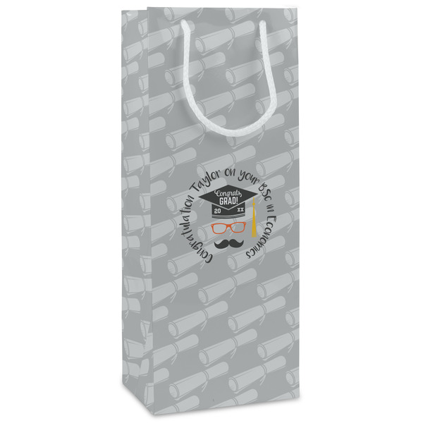 Custom Hipster Graduate Wine Gift Bags - Gloss (Personalized)