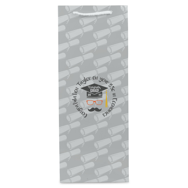Hipster Graduate Wine Gift Bag - Matte - Front