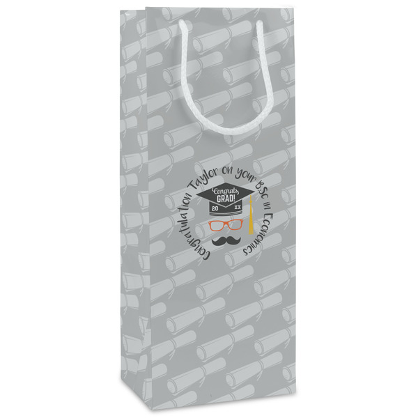 Custom Hipster Graduate Wine Gift Bags - Matte (Personalized)