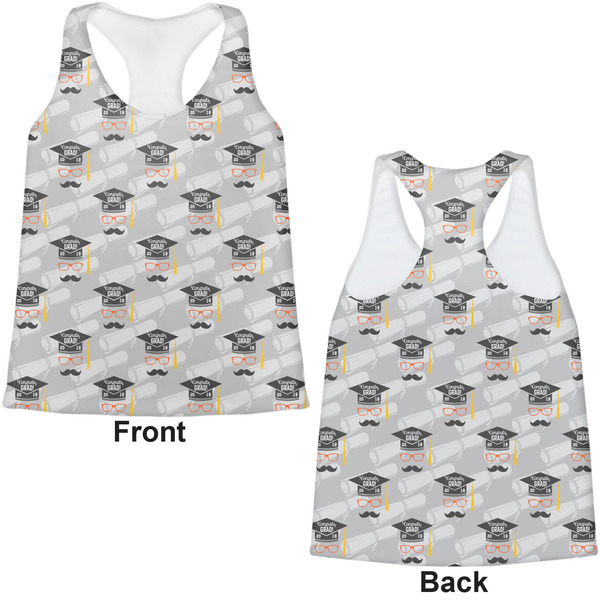 Hipster Graduate Womens Racerback Tank Tops - Medium - Front and Back