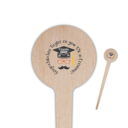Hipster Graduate 4" Round Wooden Food Picks - Double Sided (Personalized)
