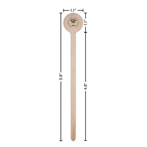Hipster Graduate Wooden 6" Stir Stick - Round - Dimensions