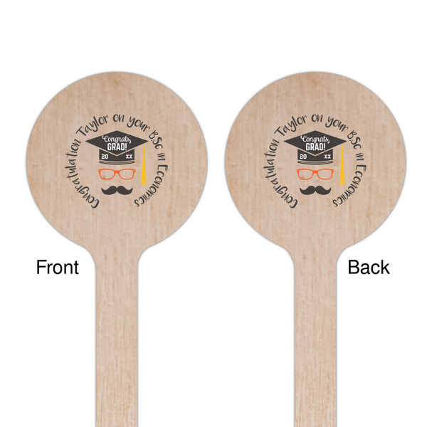 Hipster Graduate Wooden 7.5" Stir Stick - Round - Double Sided - Front & Back