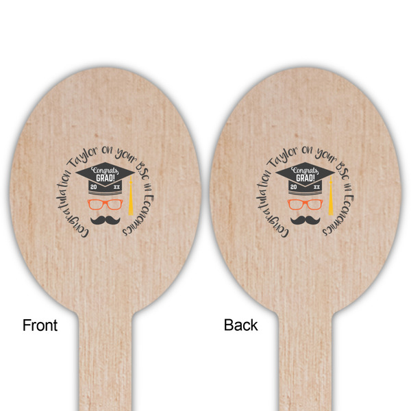 Hipster Graduate Wooden Food Pick - Oval - Double Sided - Front & Back