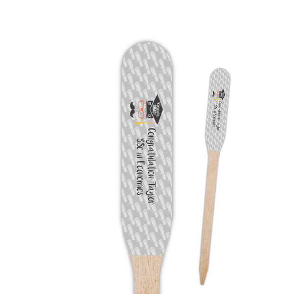 Custom Hipster Graduate Paddle Wooden Food Picks - Double Sided (Personalized)
