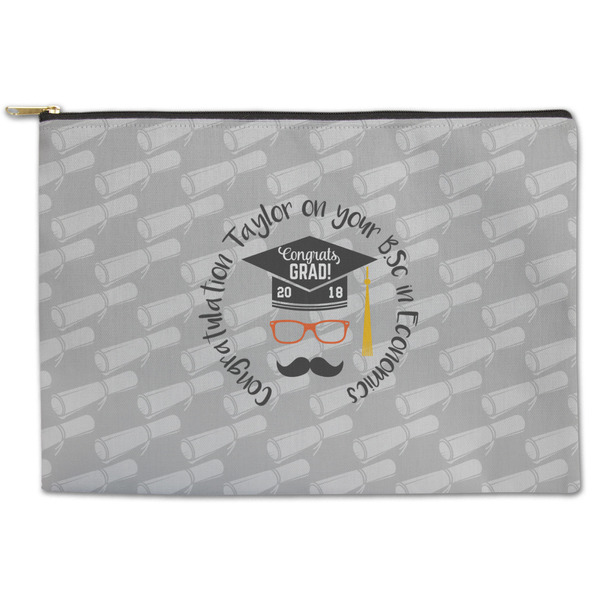 Custom Hipster Graduate Zipper Pouch - Large - 12.5"x8.5" (Personalized)