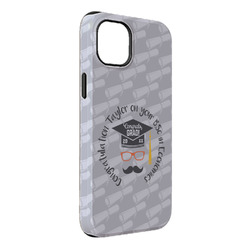 Hipster Graduate iPhone Case - Rubber Lined - iPhone 14 Plus (Personalized)