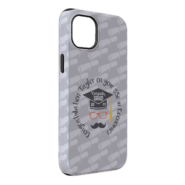 Custom Hipster Graduate iPhone Case - Rubber Lined - iPhone 14 Plus (Personalized)
