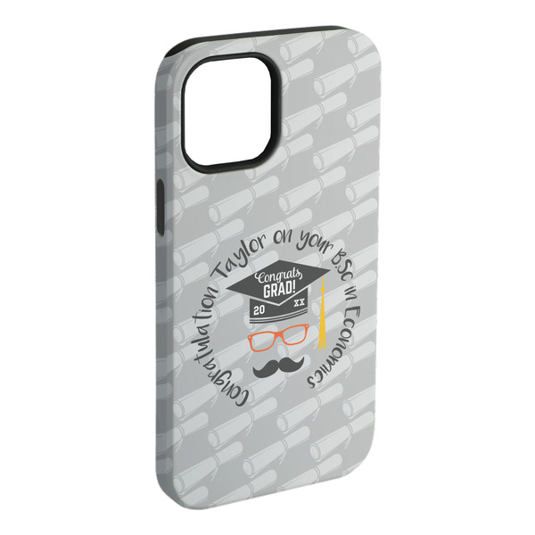 Custom Hipster Graduate iPhone Case - Rubber Lined - iPhone 15 Plus (Personalized)