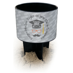 Hipster Graduate Black Beach Spiker Drink Holder (Personalized)