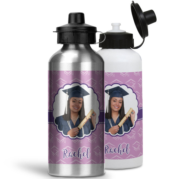 Graduation Aluminum Water Bottles - MAIN (white &silver)