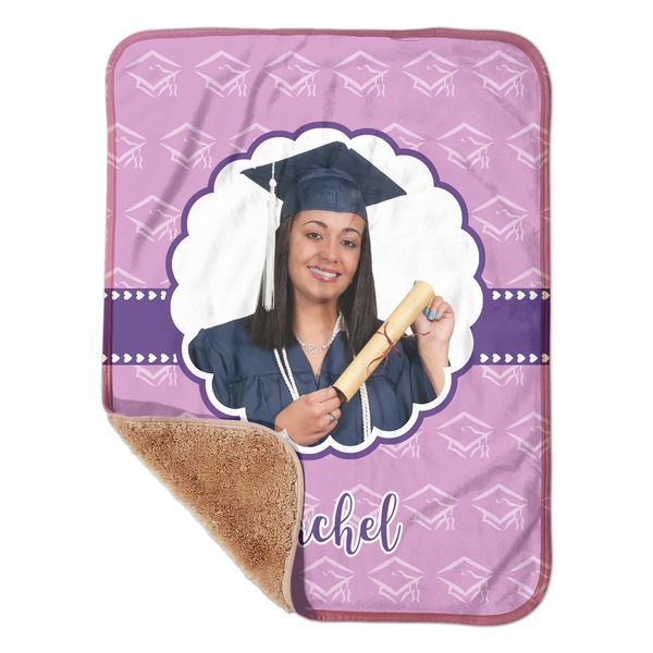 Custom Graduation Sherpa Baby Blanket - 30" x 40" w/ Photo