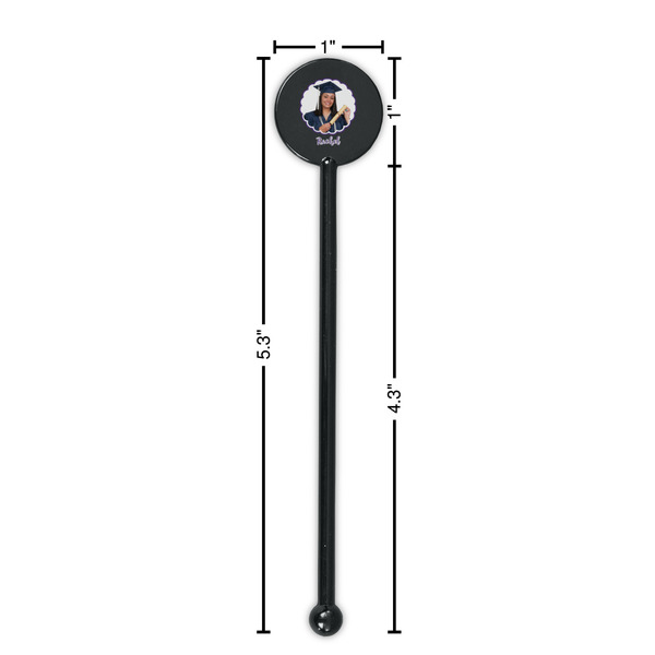 Graduation Black Plastic 5.5" Stir Stick - Round - Dimensions