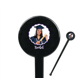 Graduation 7" Round Plastic Stir Sticks - Black - Single Sided (Personalized)