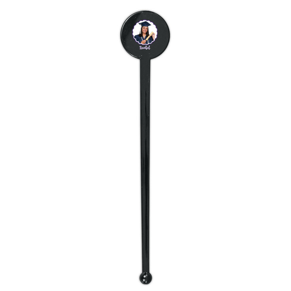 Graduation Black Plastic 7" Stir Stick - Round - Single Stick