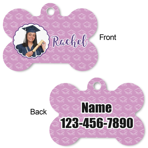 Graduation Bone Shaped Dog Tag - Front & Back