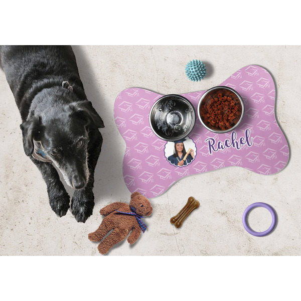 Graduation Bone Shaped Mat w/ Food & Water