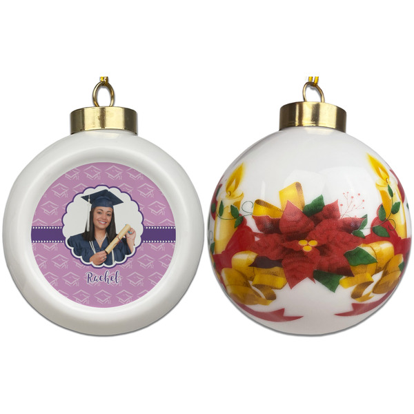 Graduation Ceramic Christmas Ornament - Poinsettias (APPROVAL)
