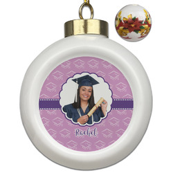 Graduation Ceramic Ball Ornaments - Poinsettia Garland (Personalized)
