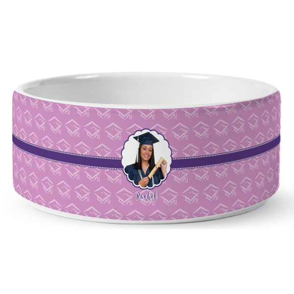 Graduation Ceramic Dog Bowl - Medium - Front