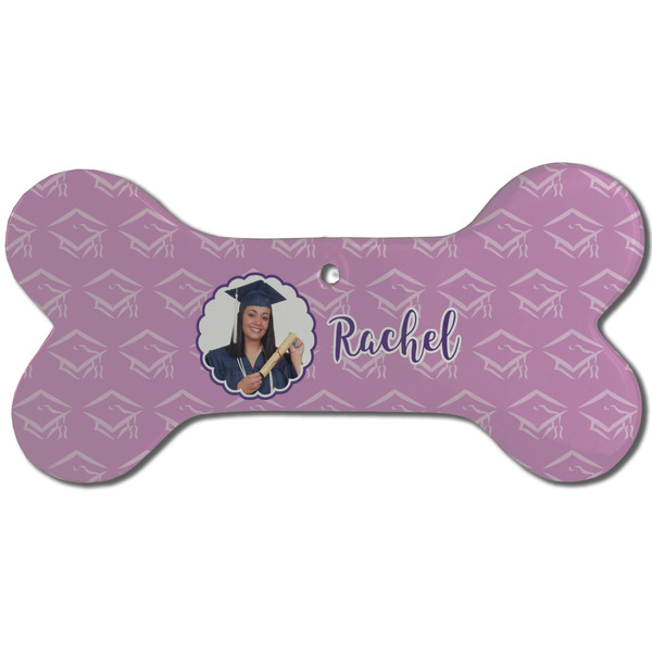 Graduation Ceramic Flat Ornament - Bone Front