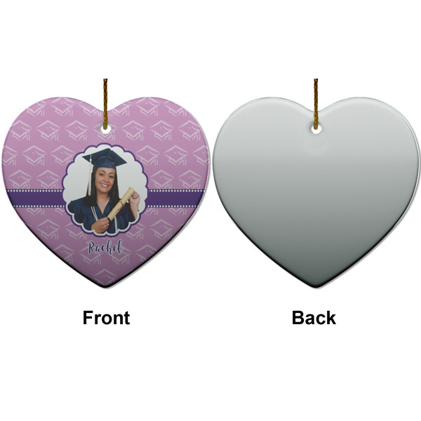 Graduation Ceramic Flat Ornament - Heart Front & Back (APPROVAL)
