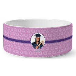 Graduation Ceramic Dog Bowl - Medium (Personalized)