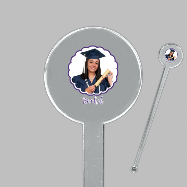 Graduation Clear Plastic 7" Stir Stick - Round - Closeup