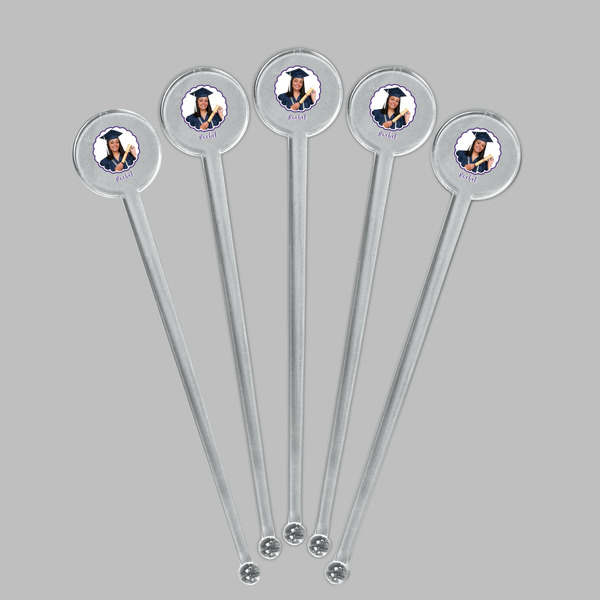 Graduation Clear Plastic 7" Stir Stick - Round - Fan View