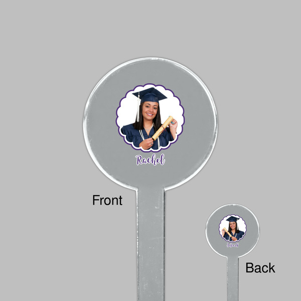 Graduation Clear Plastic 7" Stir Stick - Round - Front & Back